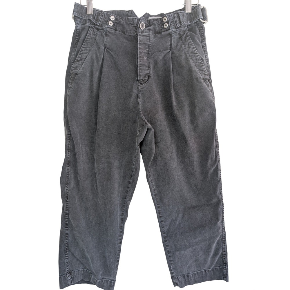 By‎ Anthropologie Womens Pleated Crop Pants Sz 28 Charcoal Utility Button Fly